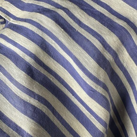 Doen  Marne Blue Villandry Striped Khadi Silk Voile Short Mini Dress Medium - Picture 11 of 12
